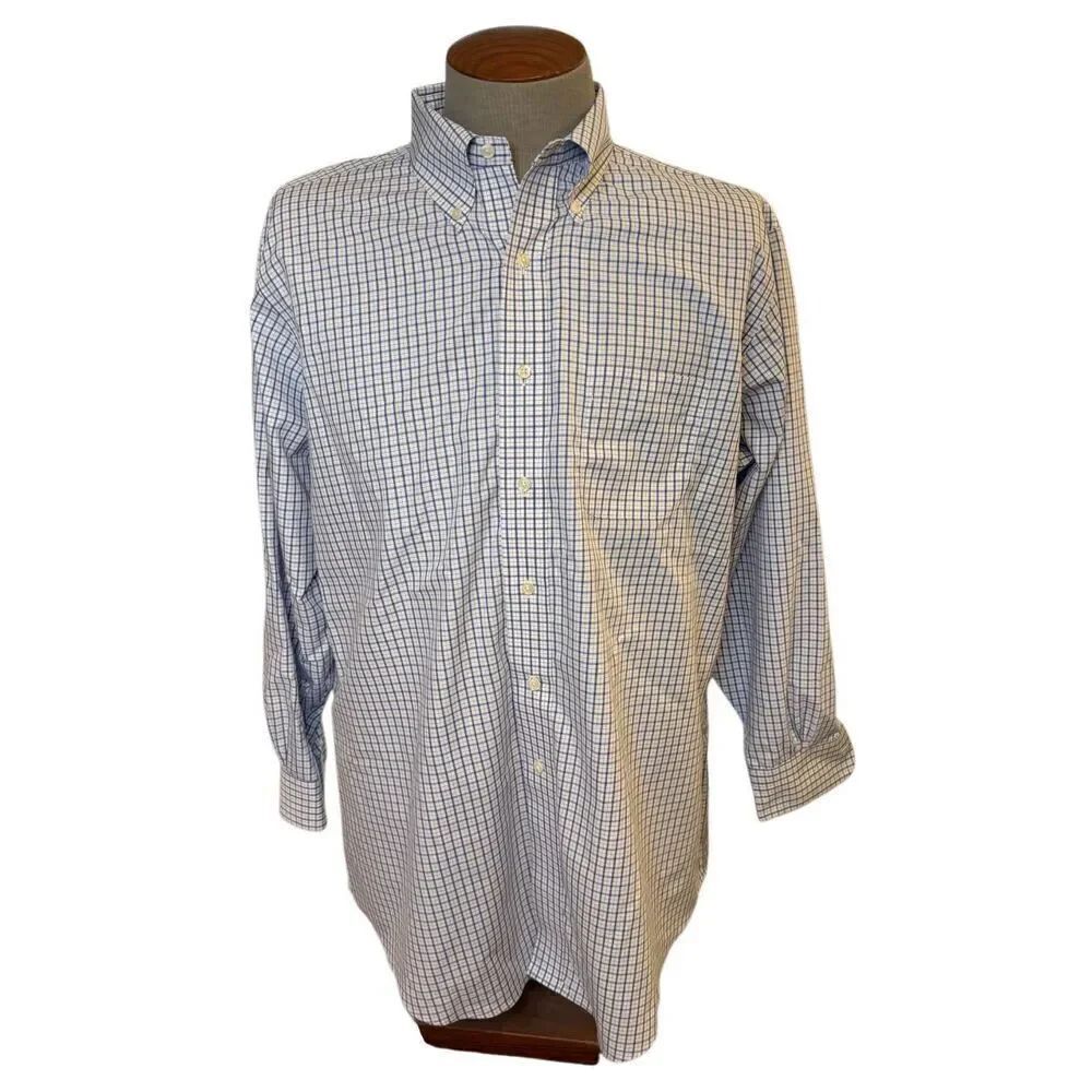 Brooks Brothers Regent Button Down Dress Shirt Sz. 17.5 2/3 Blue/White Plaid